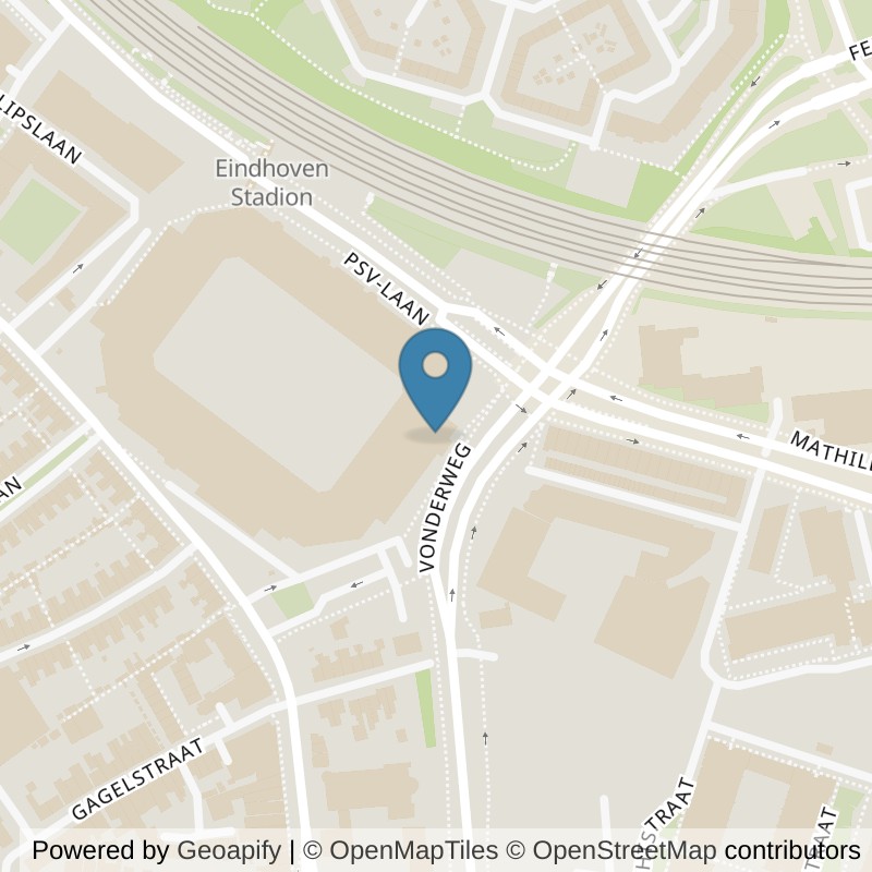 Map: location of Basic-Fit Eindhoven Philips Stadion in Eindhoven