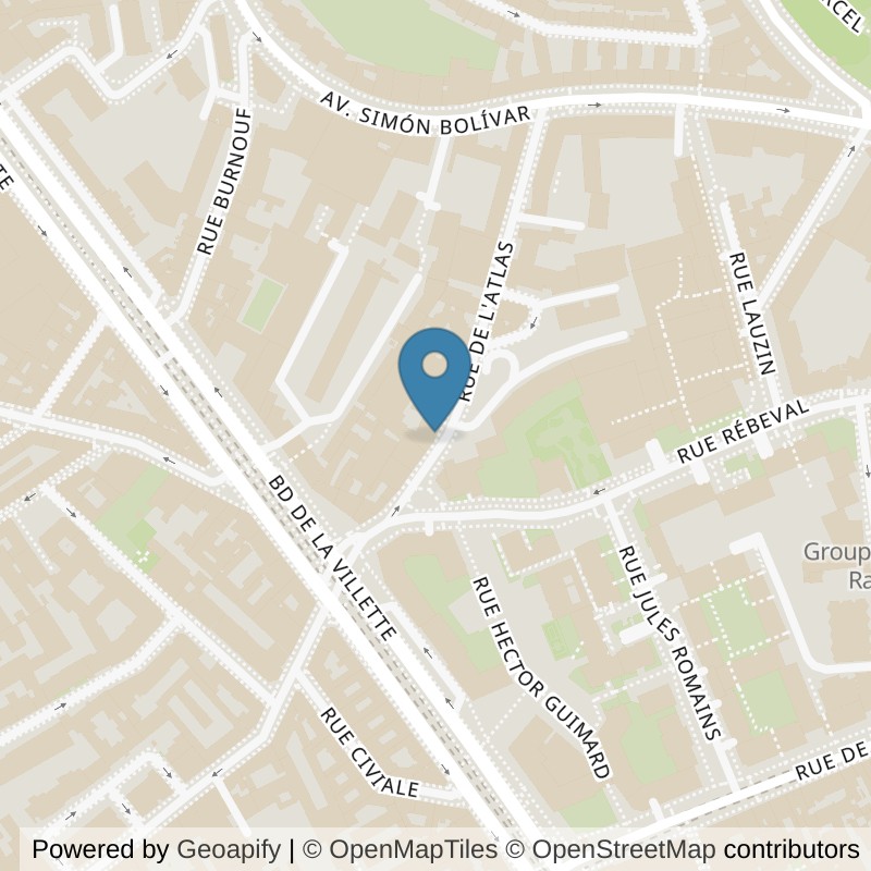 Map: location of Basic-Fit Paris Rue de l'Atlas in Paris
