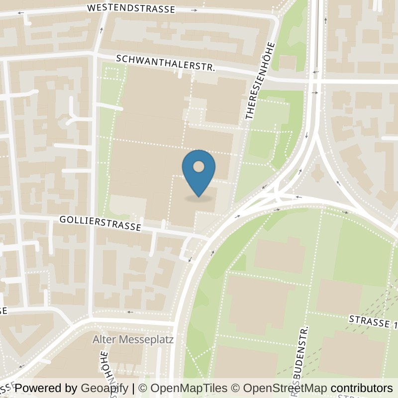Map: location of Body + Soul Center Theresienhöhe in München