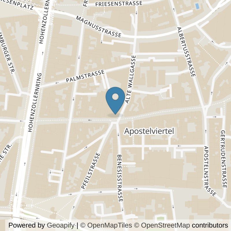 Map: location of EVO Fitness Köln Ehrenstraße in Köln