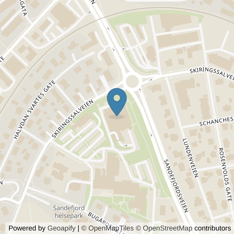 Map: location of EVO Fitness Sandefjord Vest in Sandefjord