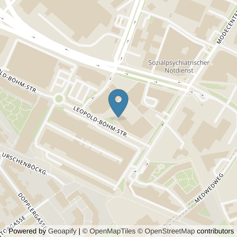 Map: location of EVO Vienna Modecenterstrasse in Wien