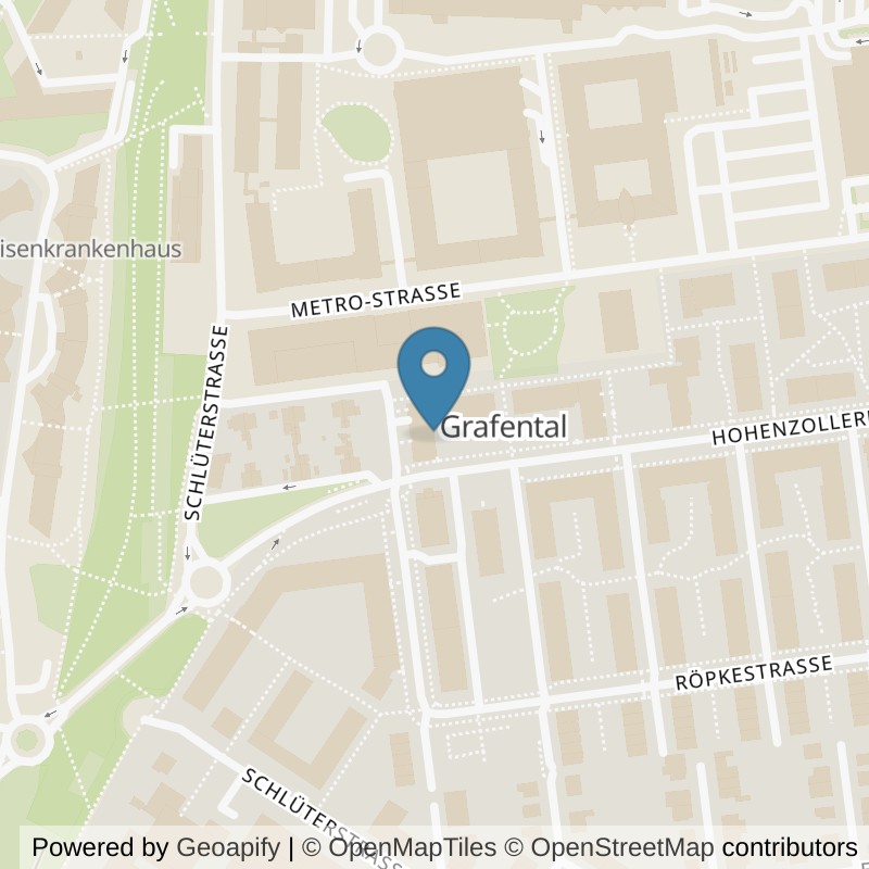 Map: location of fitbox Düsseldorf Grafental in Düsseldorf