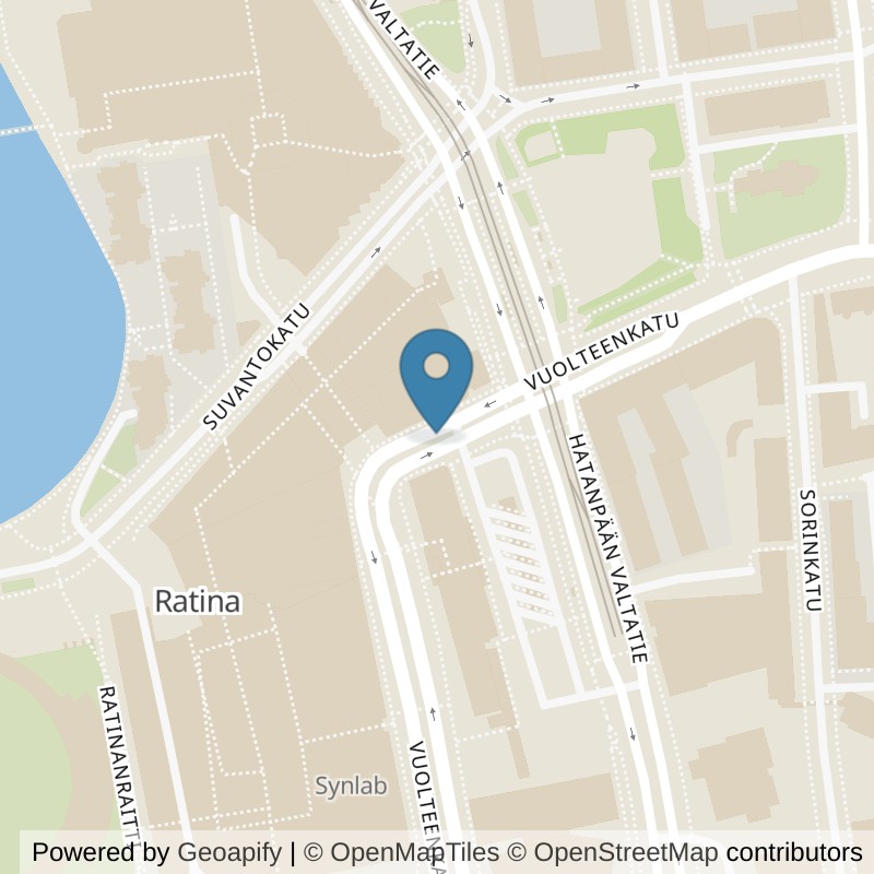 Map: location of Fitness24Seven Tampere Ratina in Tampere