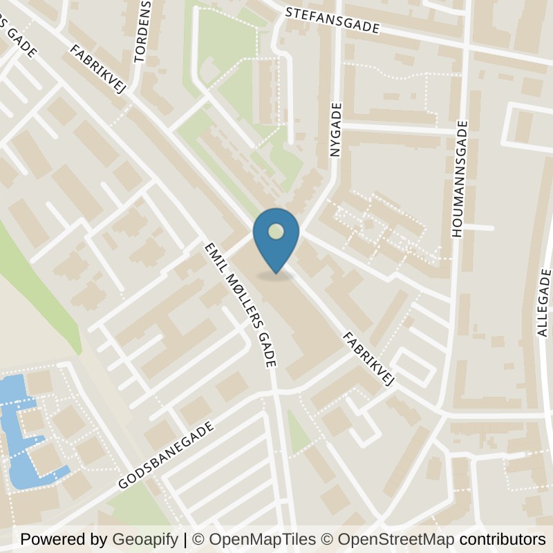 Map: location of FitnessX Horsens, Emil Møllers Gade in Horsens
