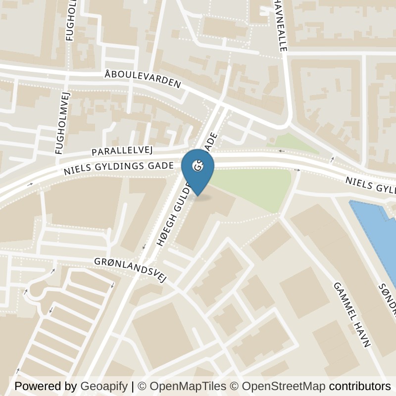 Map: location of FitnessX Horsens, Høegh Guldbergs Gade in Horsens