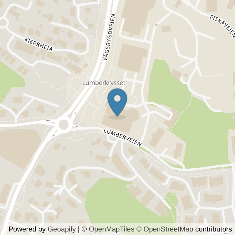 Map: location of Fresh Fitness Vågsbygd Lumber in Kristiansand