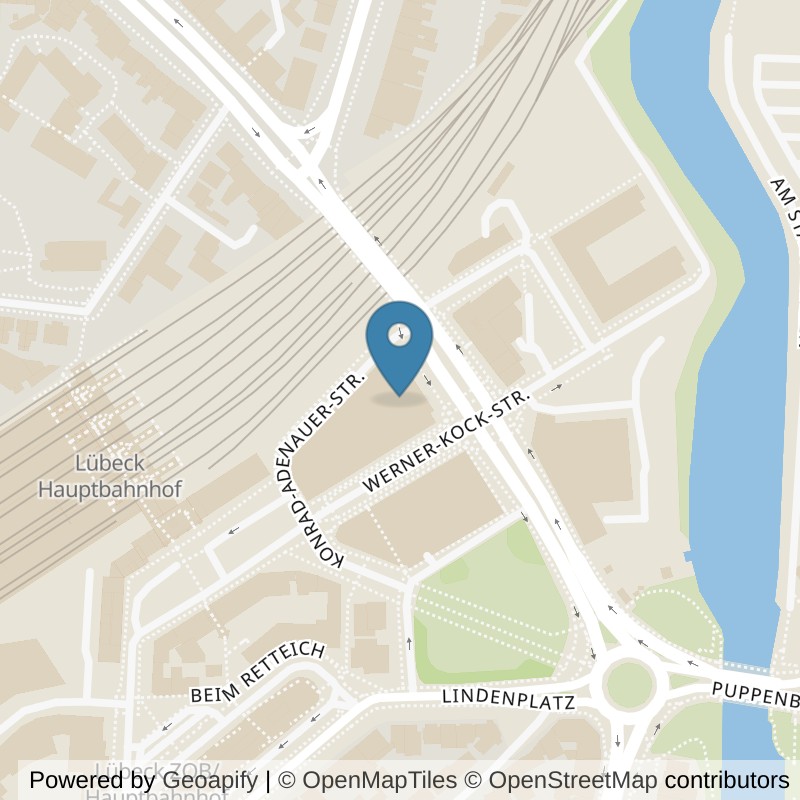 Map: location of Holmes-Place-Fitness-Lübeck-Linden-Arcaden in Lübeck