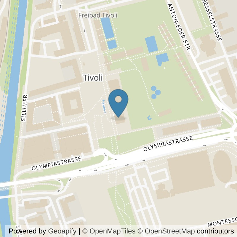 Map: location of Innsbruck Skatepark Tivoli in Innsbruck