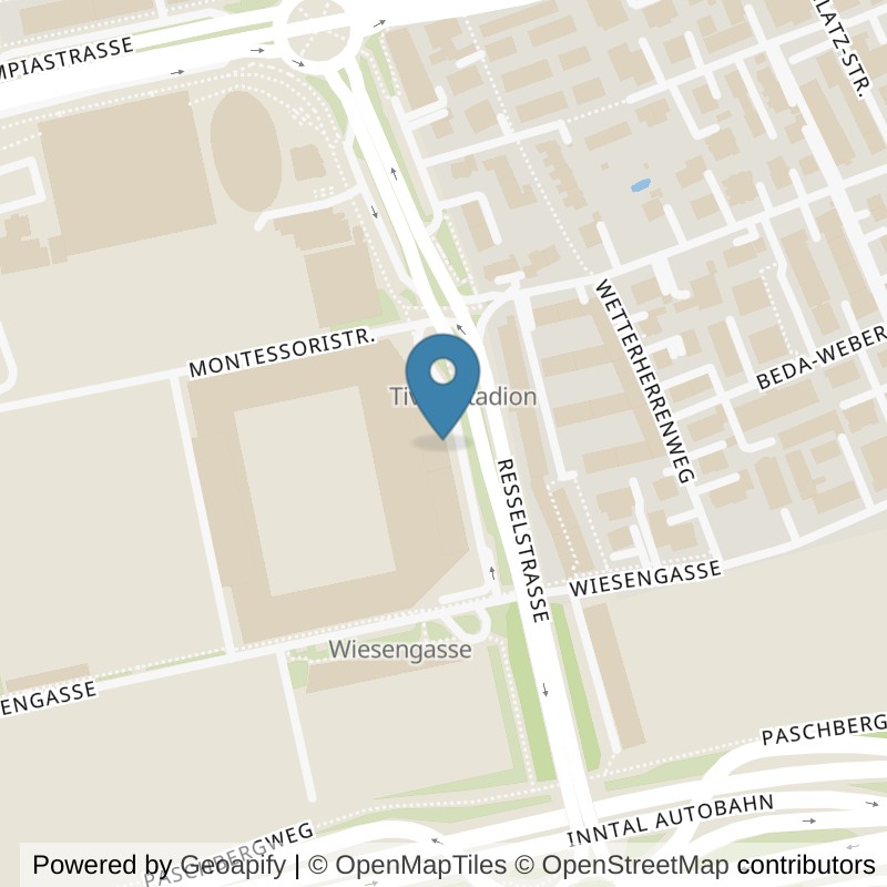 Map: location of INVIBE Tivoli in Innsbruck