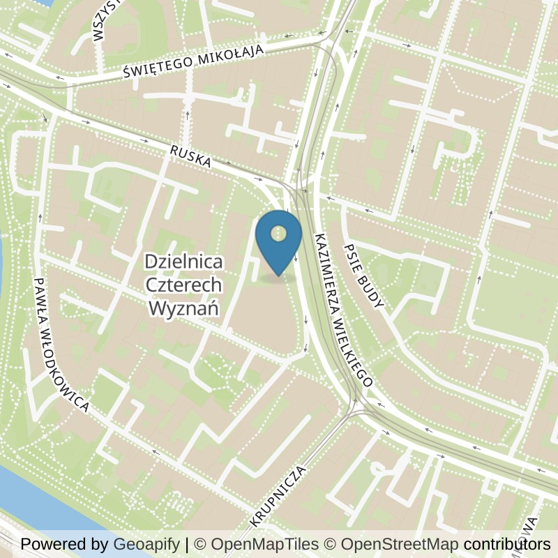 Map: location of Just GYM Kazimierza Wielkiego 24h - Just GYM Wrocłąw in Wrocław