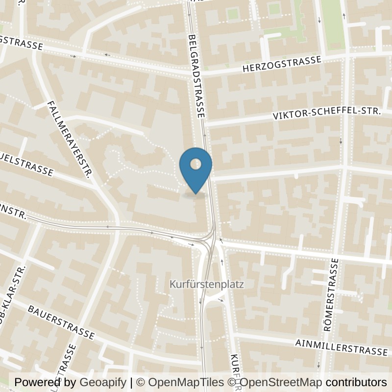 Map: location of Kieser Training München-Belgradstrasse-5a in München