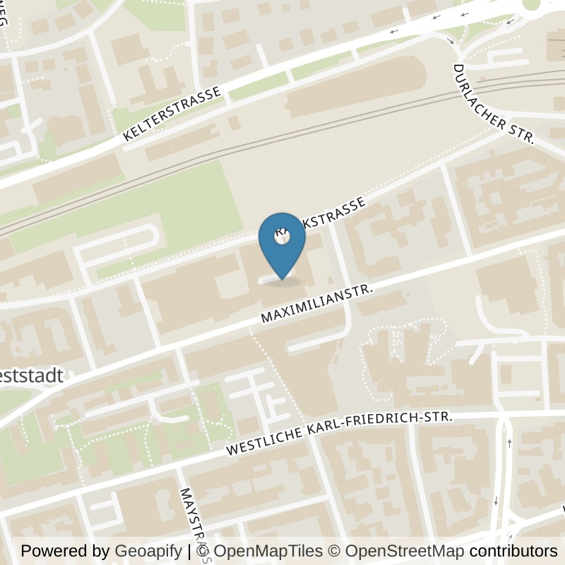 Map: location of Kieser Training Pforzheim-Maximilianstrasse-46 in Pforzheim