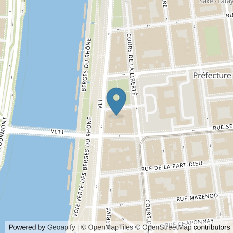 Map: location of L'Appart Fitness Lyon 3 Préfecture in Lyon