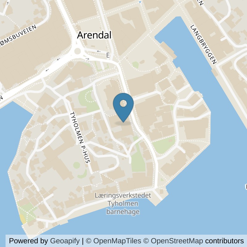 Map: location of MOVA Arendal Sentrum in Arendal