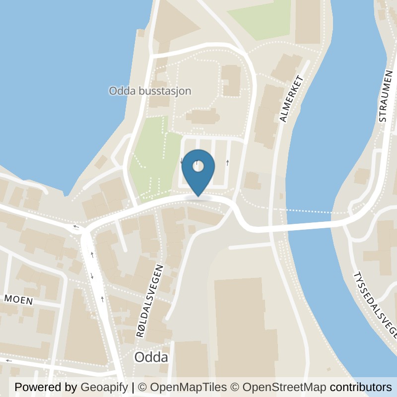 Map: location of MOVA Odda in Odda