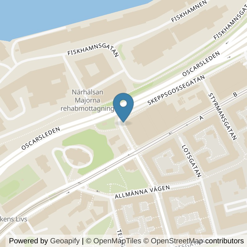 Map: location of Nordic Wellness Göteborg Majorna in Göteborg