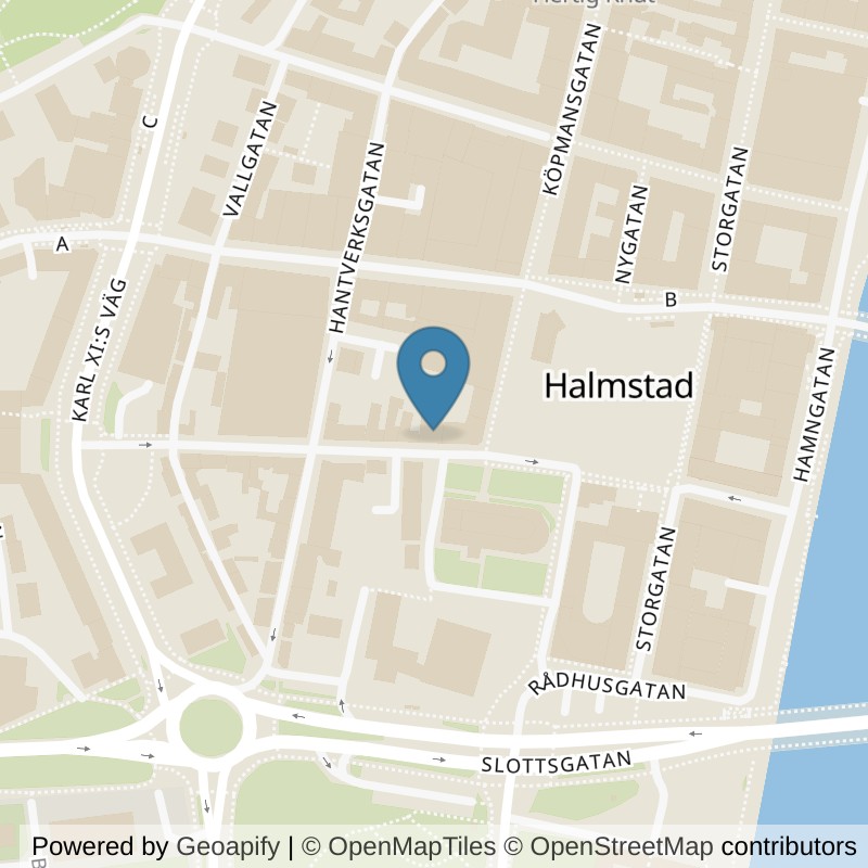 Map: location of Nordic Wellness Halmstad Kyrkogatan in Halmstad