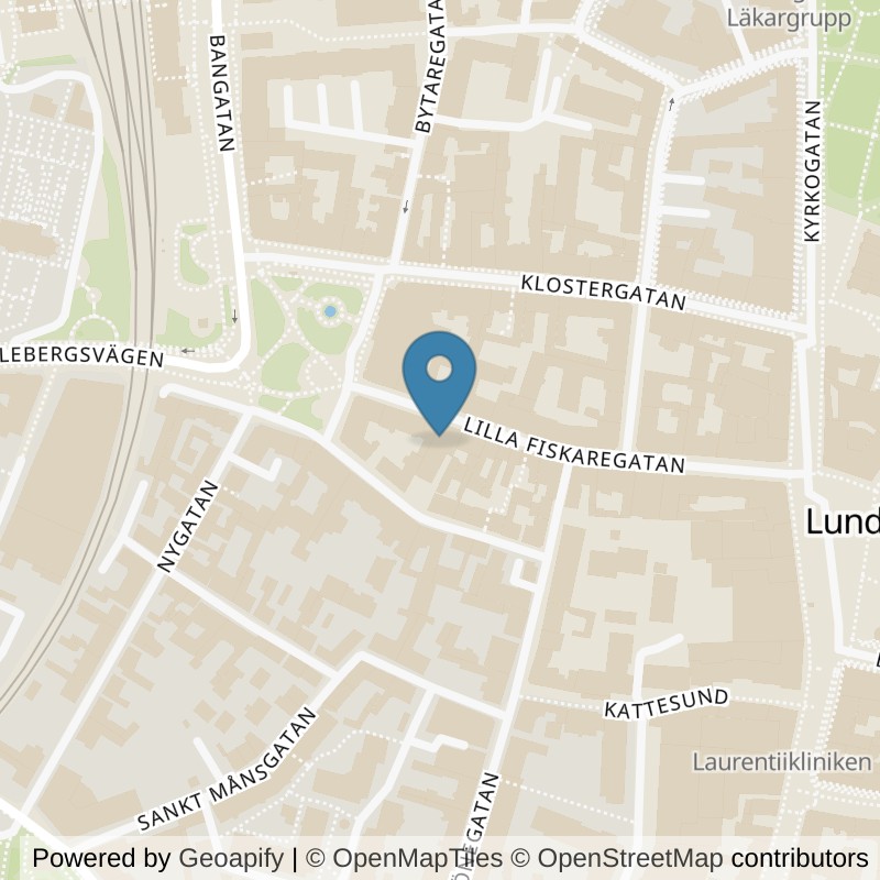 Map: location of Nordic Wellness Lund Lilla Fiskaregatan in Lund