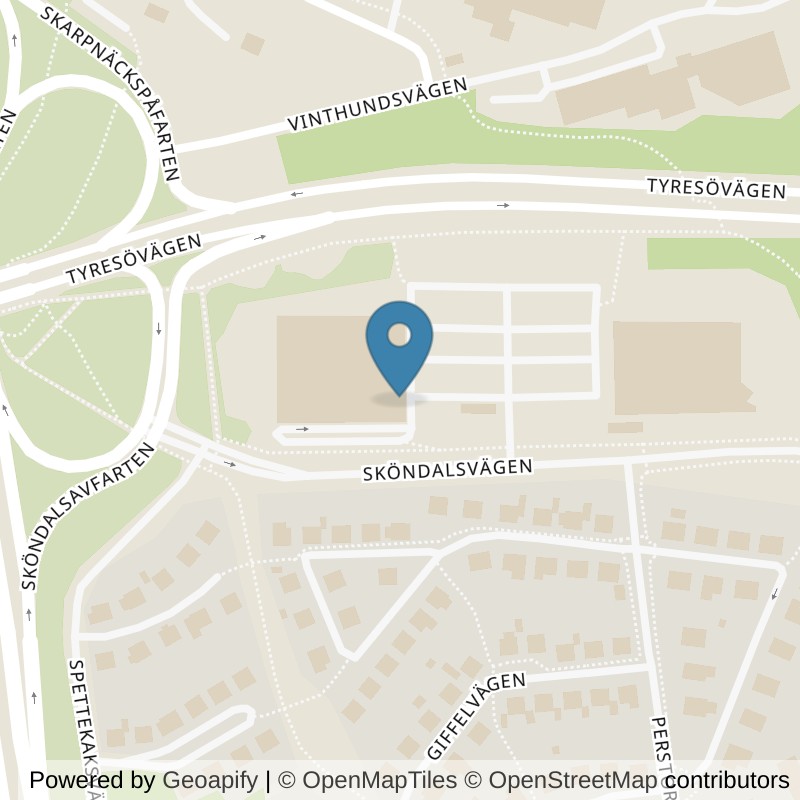 Map: location of Nordic Wellness Sköndal Sandåkra in Stockholm