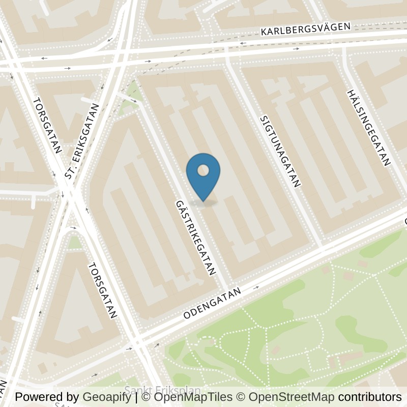 Map: location of Nordic Wellness Stockholm Gästrikegatan in Stockholm
