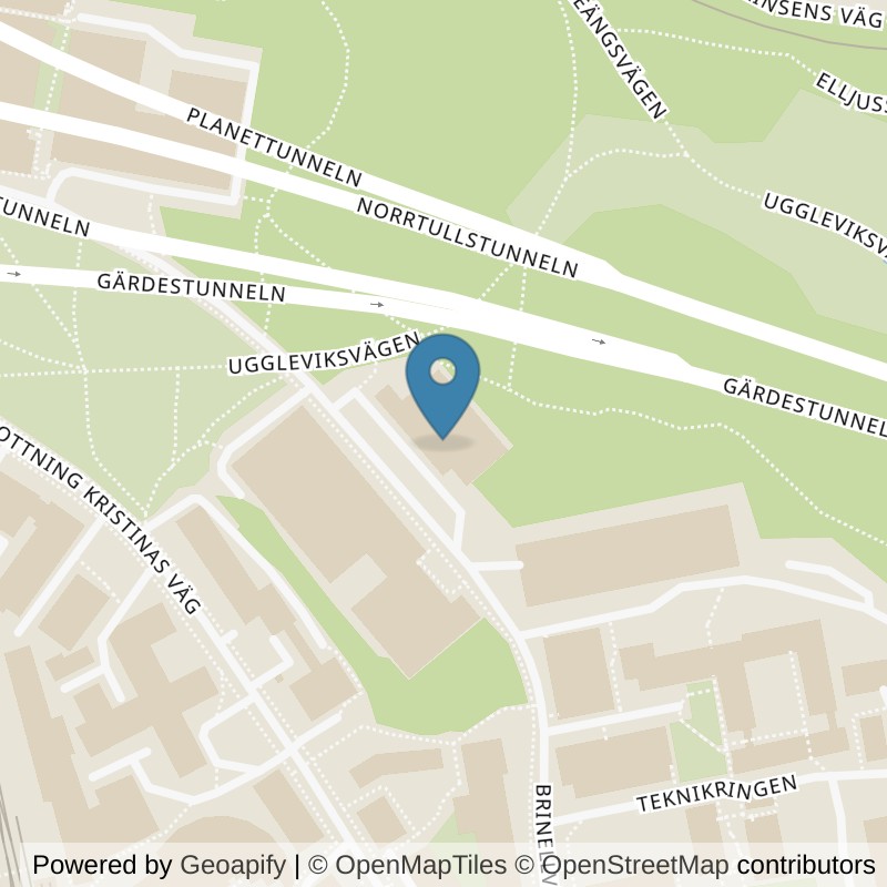 Map: location of Nordic Wellness Stockholm KTH-hallen in Stockholm