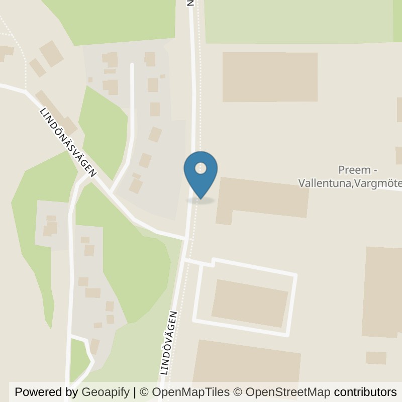 Map: location of Nordic Wellness Vallentuna Lindövägen in Vallentuna