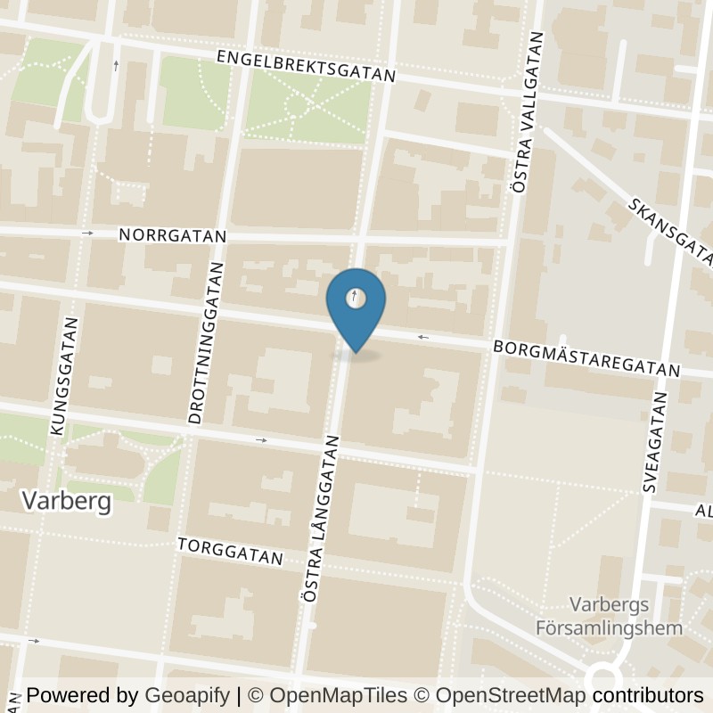 Map: location of Nordic Wellness Varberg Östra Långgatan in Varberg