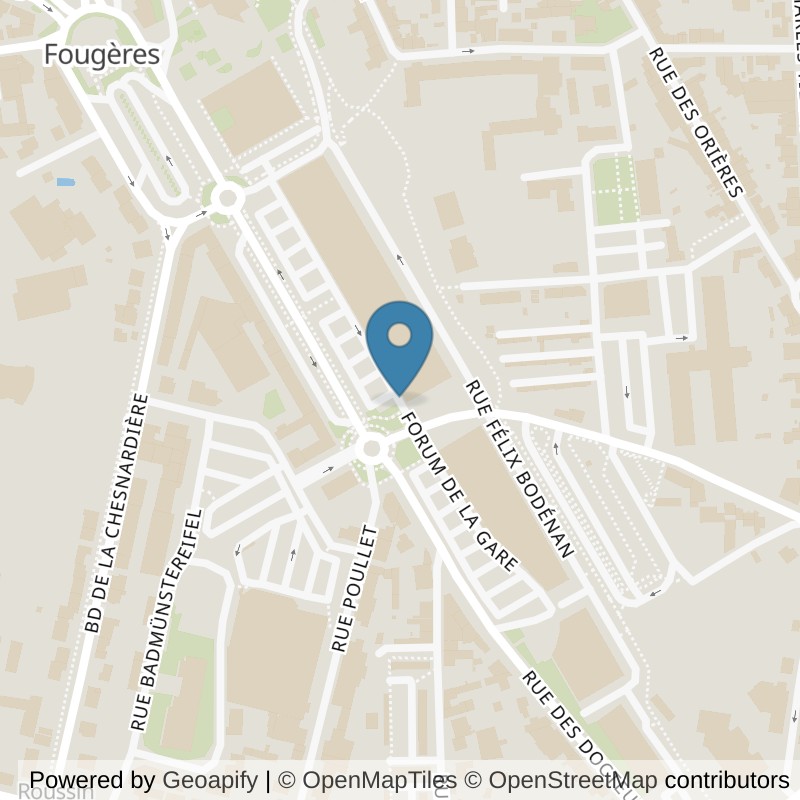 Map: location of l'Orange Bleue fougeres in Fougeres