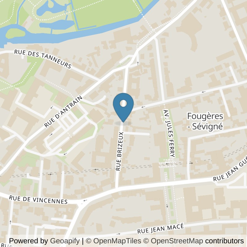 Carte : emplacement de l'Orange Bleue Rennes (rue de Brizeux) à Rennes