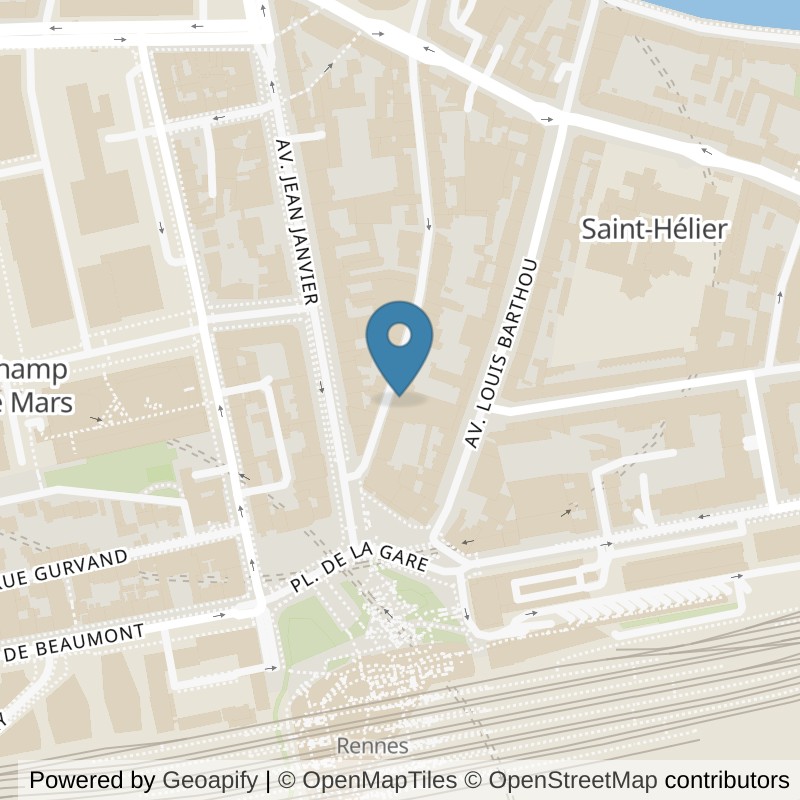 Carte : emplacement de l'Orange Bleue rennes (rue Duhamel) à Rennes