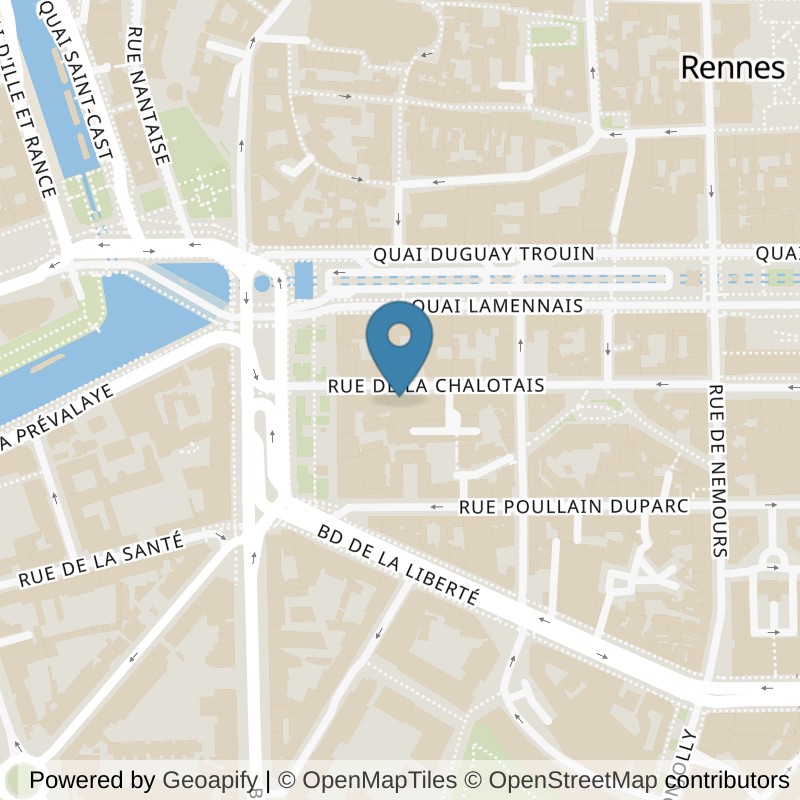 Carte : emplacement de l'Orange Bleue Rennes (rue de la Chalotais) à Rennes