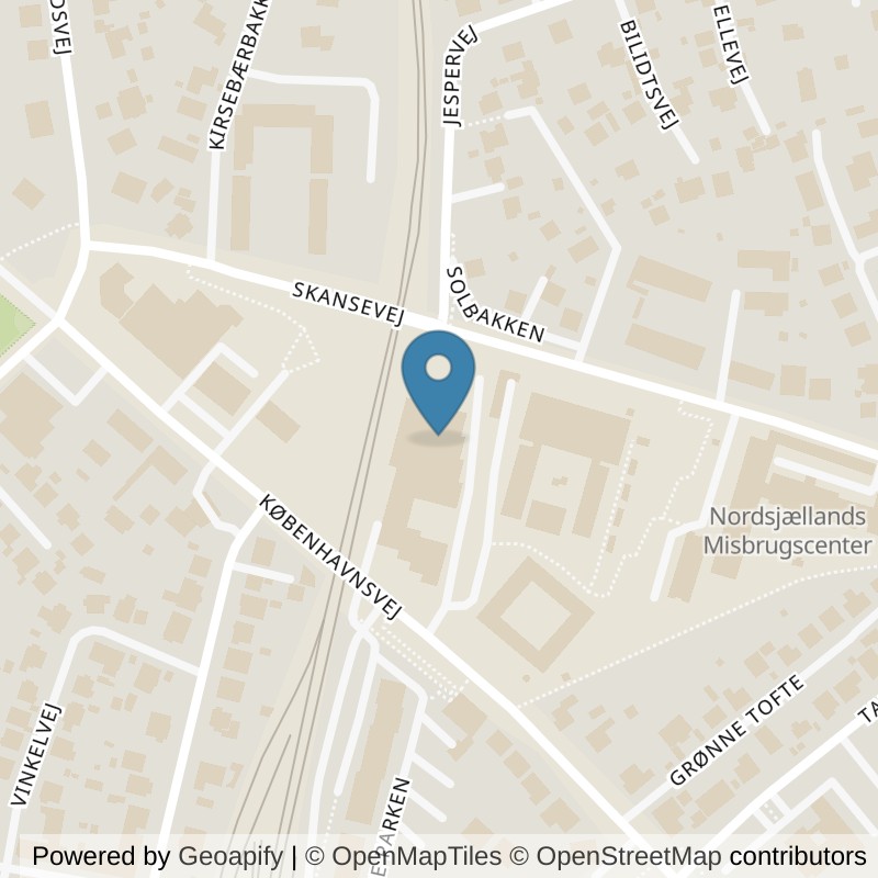 Map: location of PureGym Hillerød Københavnsvej in Hillerød