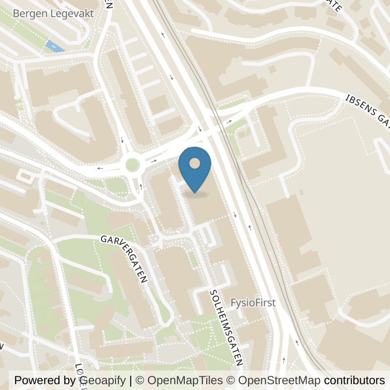 Map: location of SATS Danmarksplass in Bergen