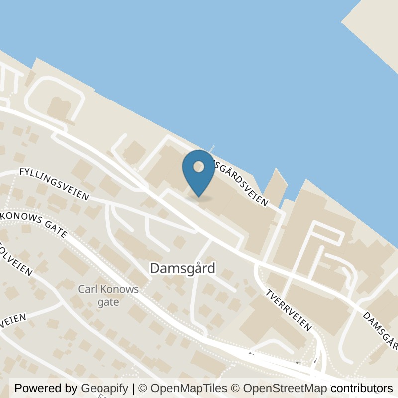 Map: location of SATS Damsgård in Laksevåg