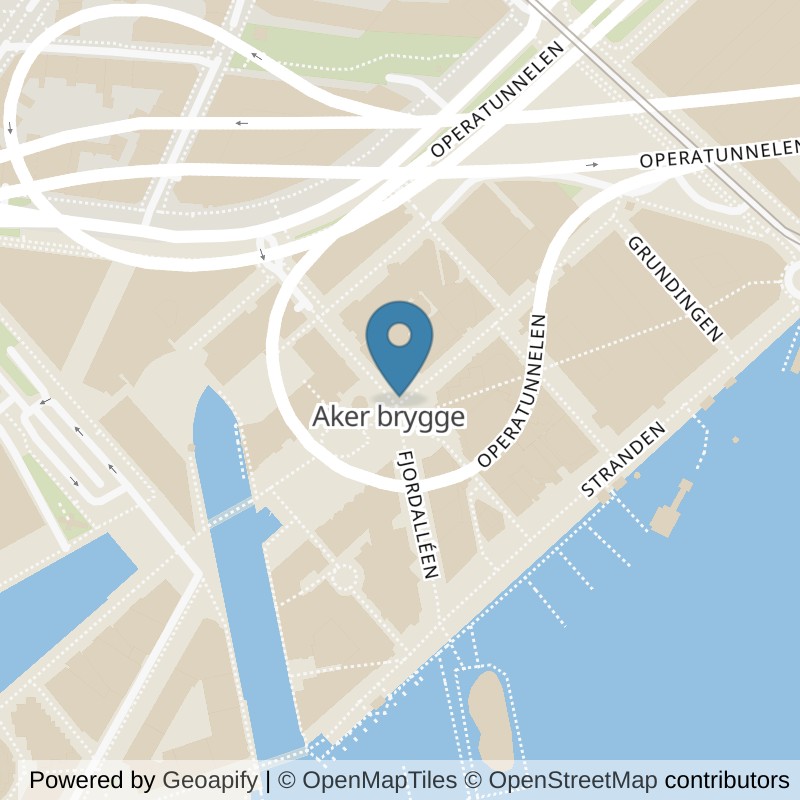 Map: location of SATS Yoga Aker Brygge in Oslo
