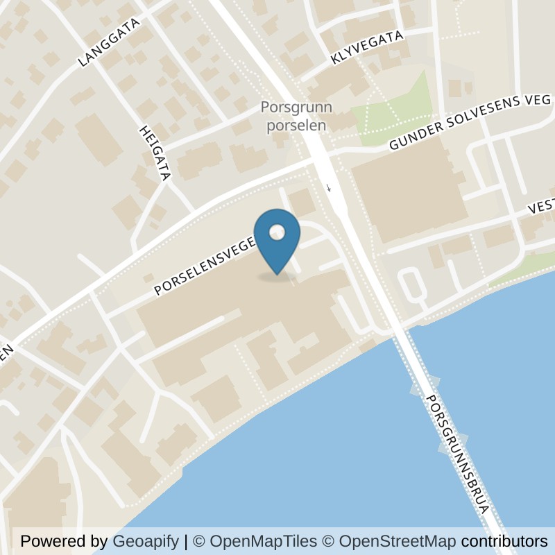 Map: location of SATS Porselensfabrikken in Porsgrunn