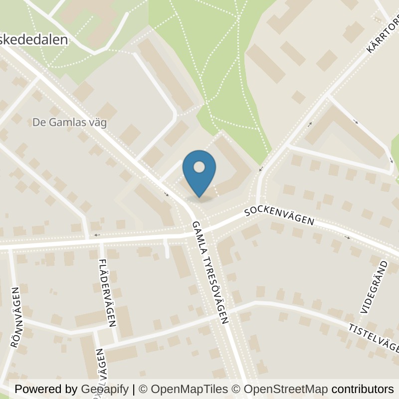 Map: location of STC Enskede Viloparken in Enskededalen
