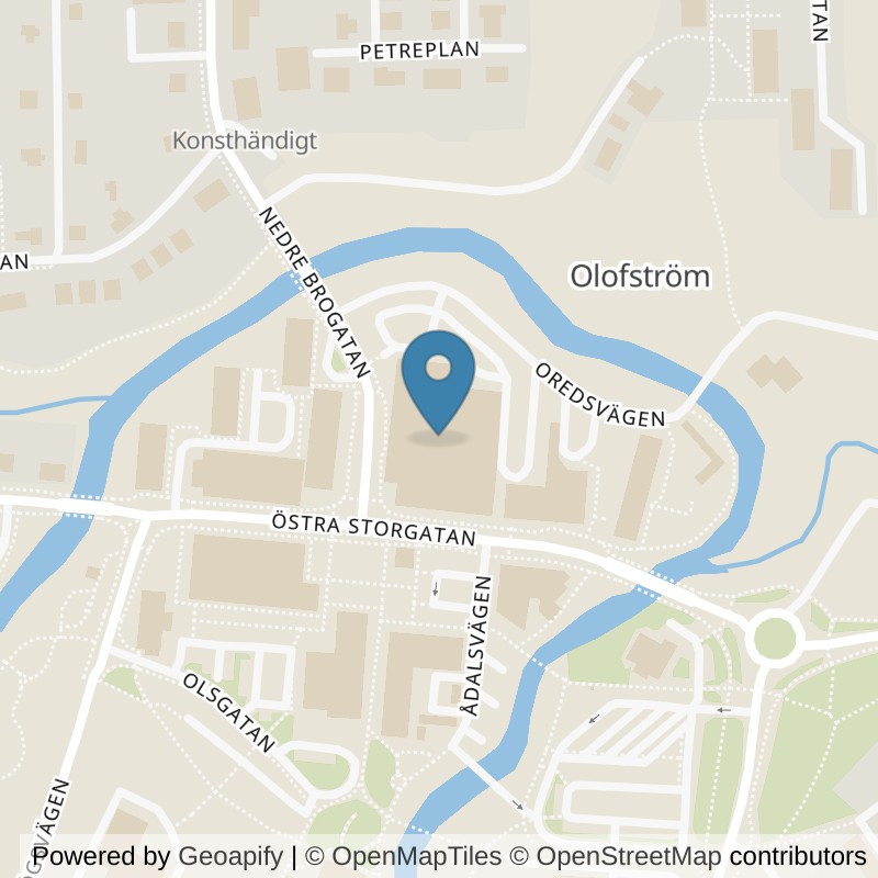 Map: location of STC Olofström Östra Storgatan in Olofström
