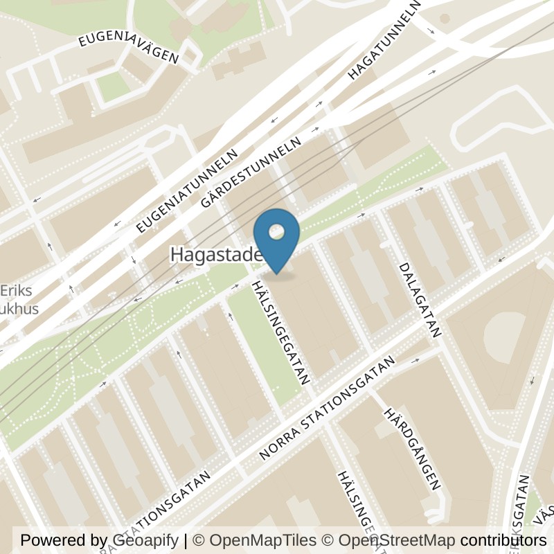 Map: location of STC Hagastaden in Stockholm