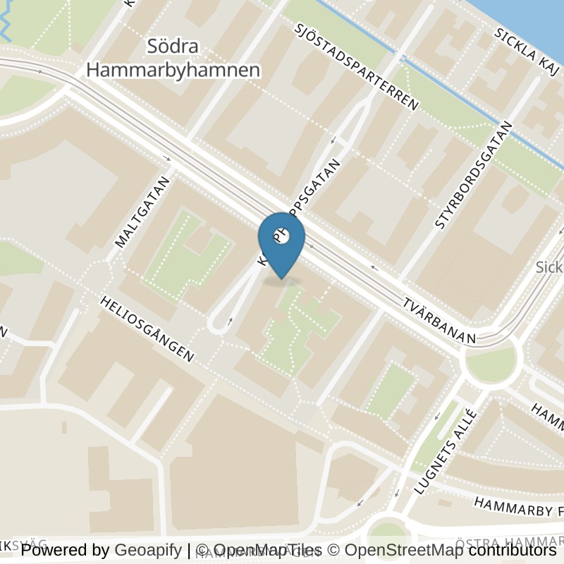 Map: location of STC Hammarby Sjöstad Allé in Stockholm