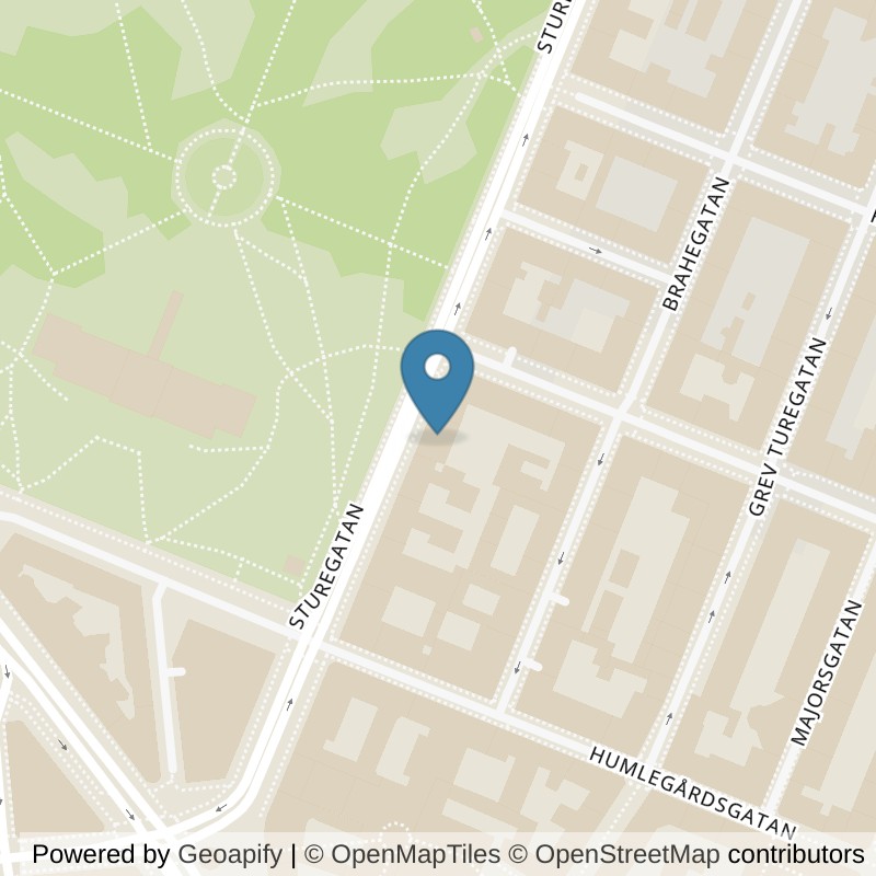 Map: location of STC Sturegatan Park in Stockholm
