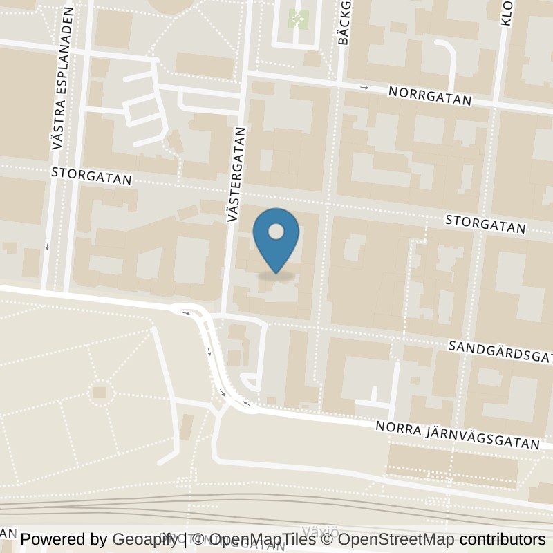 Map: location of STC Växjö Bäckgatan in Växjö