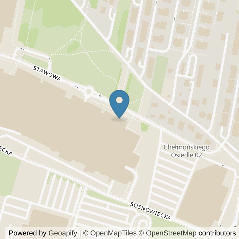 Map: location of Well Fitness Stawowa (dawniej Fitness Platinium) in Kraków