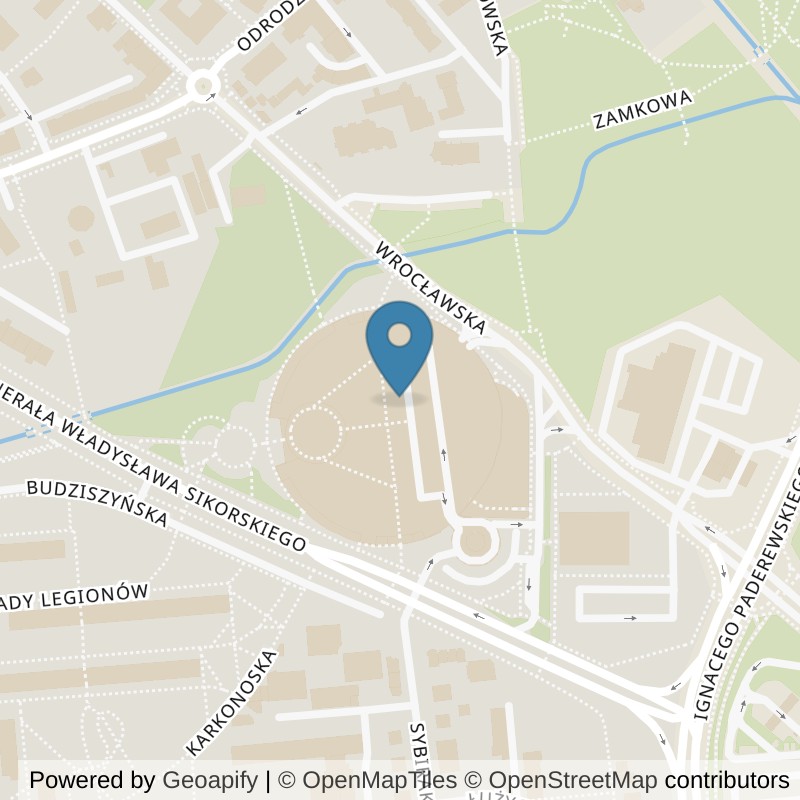 Map: location of Well Fitness z Basenem Lubin Cuprum Arena I Well Fitness in Lubin
