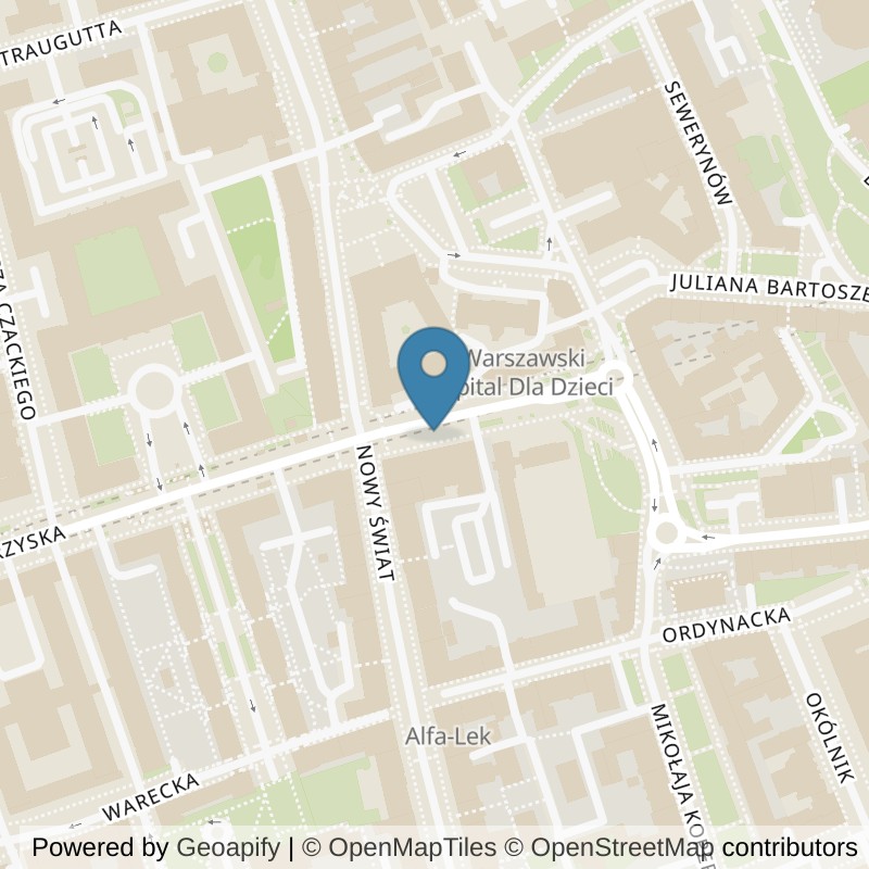 Map: location of Well Fitness Nowy Świat 24/7 in Warszawa