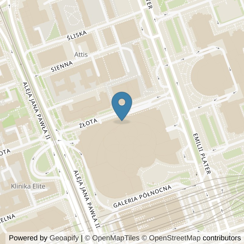 Map: location of Well Fitness Złote Tarasy 24/7 | Siłownia w Centrum Warszawy in Warszawa