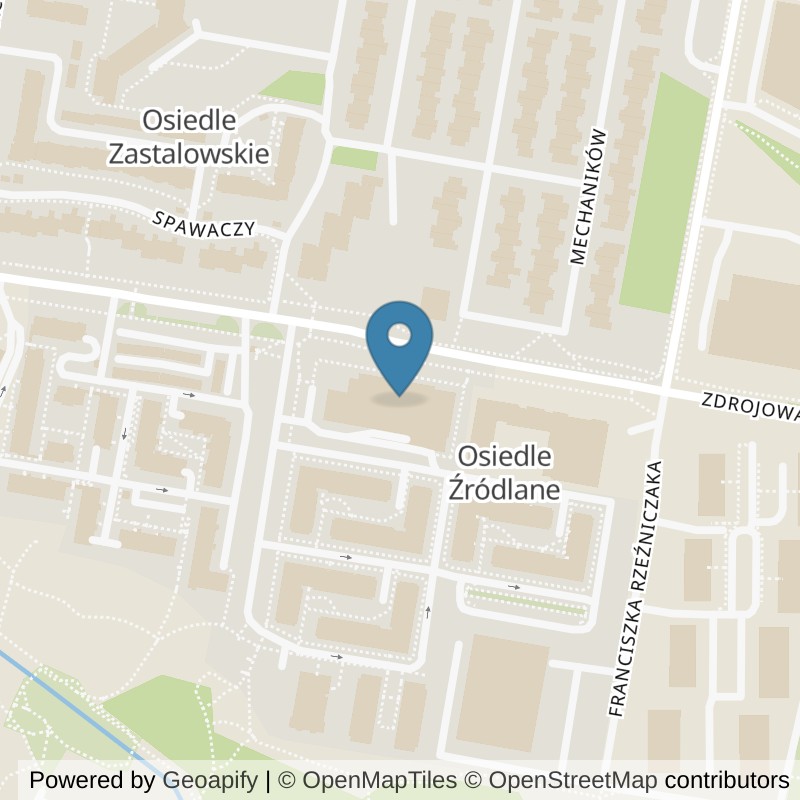 Map: location of Xtreme Fitness Zielona Góra Galeria Źródlana in Zielona Góra